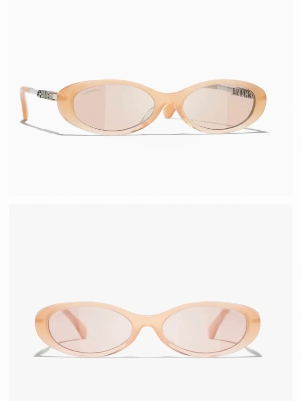 CHANEL Translucent Pale Pink Oval Sunglasses
